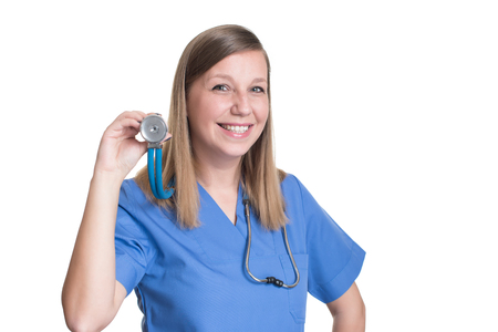 Woman doctor smiling and looking to the cameraの写真素材