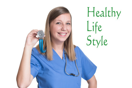 Woman doctor smiling and looking to the camera. Healthy life styleの写真素材