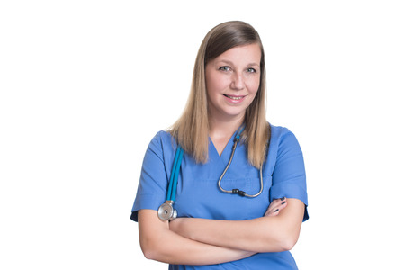 Woman doctor smiling and looking to the cameraの写真素材