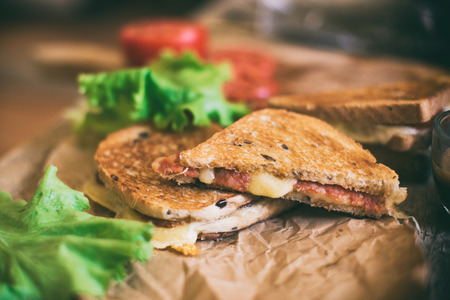 Grilled sandwich with ham and cheeseの写真素材