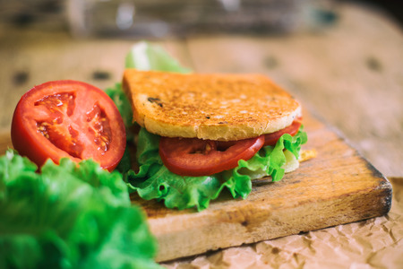 Grilled sandwich with ham and cheeseの写真素材