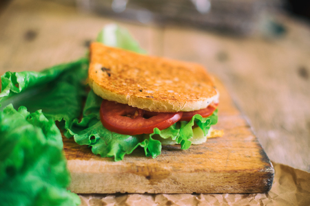 Grilled sandwich with ham and cheeseの写真素材