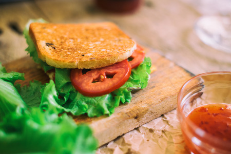 Grilled sandwich with ham and cheeseの写真素材