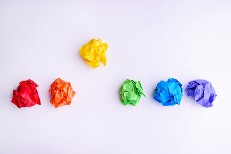 New Idea Concept. Colorful Crumpled Paper Balls