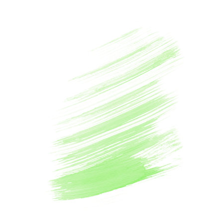 Abstract green watercolor brush strokes stain. Isolated on white background. Hand drawn design element for decor bannerの写真素材
