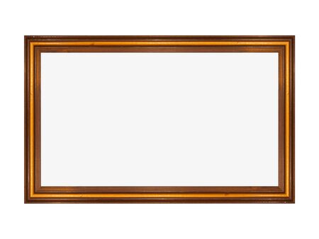 Wooden frame, widescreen 16:9 format, isolated on whiteの写真素材