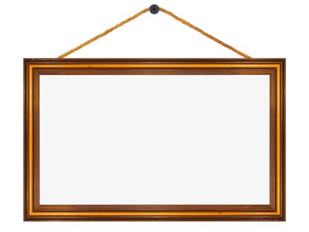 Wooden frame, widescreen 16:9 format, isolated on whiteの写真素材