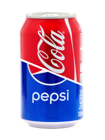 BUCHAREST, ROMANIA - JANUARY 31, 2017. Design Concept of Coca-Cola and Pepsi cans, symbolic representation of one of the greatest business rivalries of all timeのeditorial素材