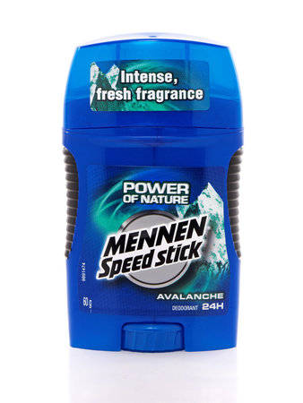 BUCHAREST, ROMANIA - MARCH 8, 2016. Mennen Speed Stick Power of Nature Avalanche, protection against perspiration. Mennen Speed Stick is a brand owned by the Colgate-Palmolive Companyのeditorial素材