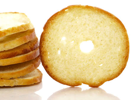 Slices of bake rolls isolated on whiteの写真素材