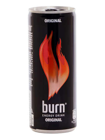 BUCHAREST, ROMANIA - MAY 26, 2015. Burn Energy Drink Original owned and distributed by The Coca-Cola Companyのeditorial素材
