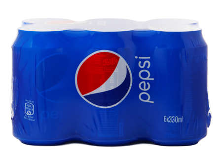 BUCHAREST, ROMANIA - MAY 24, 2015. Pack of six cans of Pepsi produced and owned by PepsiCoのeditorial素材