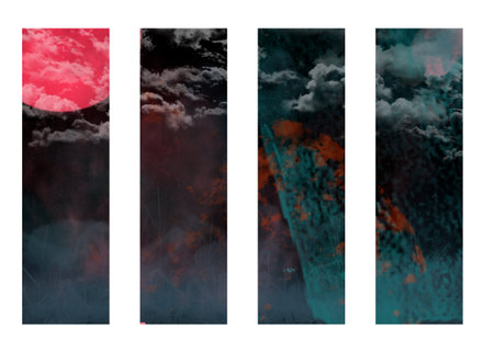 Set of dark grunge halloween banners
