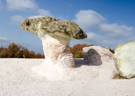 Rock formation Stone Mushrooms or "Kamennite gabi" landmark in Rhodope mountain, Bulgariaの写真素材