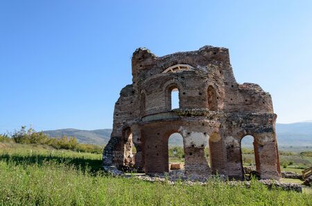Panorama of archaeological remains of the Red Church near Perushtitsa, Bulgaria, 5-th centuryの写真素材