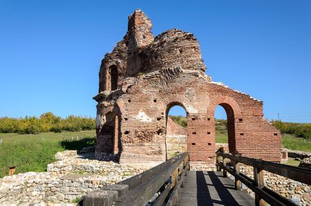 Entrance to archaeological remains of the Red Church near Perushtitsa, Bulgaria, 5-th centuryの写真素材