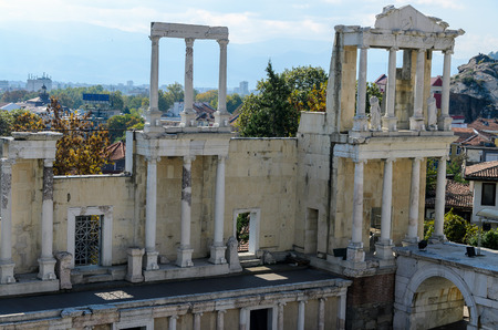 Details of ancient Roman theatre of Philippopolis, Plovdiv, Bulgariaの写真素材