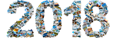 2018 made of travel photos; Collage of imagesの写真素材