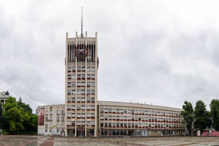 Gabrovo, Bulgaria - July 16, 2017: Exterior of Gabrovo town hall in cloudy dayのeditorial素材