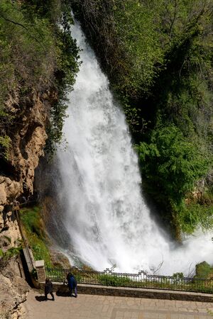 Edessa, Greece - April 15, 2017: One of the biggest and most impressive waterfall on Edessaios riverのeditorial素材