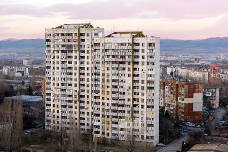 SOFIA, BULGARIA - March 2, 2017 : Typical tall communist era apartments block in residential districtのeditorial素材