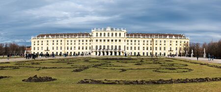 Vienna, Austria - December 31, 2017: The garden park in Schonbrunn Palace (Wien) prepared for the winter with missing flowersのeditorial素材