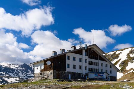 Rila mountains, Bulgaria - May 20, 2017: Rilski ezera hut on the tourist route to Seven Rilski Ezera placeのeditorial素材