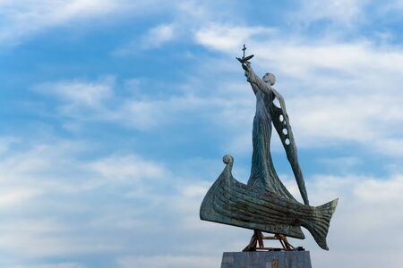 Nessebar, Bulgaria - September 20, 2014: Monument of saint Nicholas (patron of navigators) in the old town of Nessebar. UNESCO world heritage siteのeditorial素材