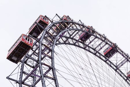 Vienna, Austria - January 01, 2018: Low angle view of The Wiener Riesenrad giant ferris wheel, Prater amusement parkのeditorial素材