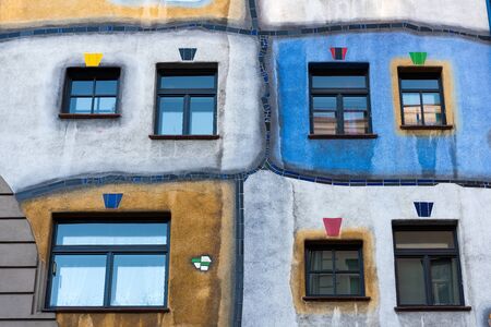 Vienna, Austria - December 31, 2017: Facade of The Hundertwasserhaus public housing apartment building with undulating floors designed by Austrian architect Friedenreich Hundertwasserのeditorial素材