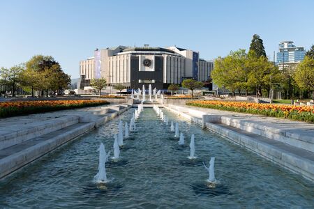 Sofia, Bulgaria - April 22, 2018: Front side view of National Palace of Culture or NDK - the largest multifunctional conference and exhibition center in south-eastern Europeのeditorial素材