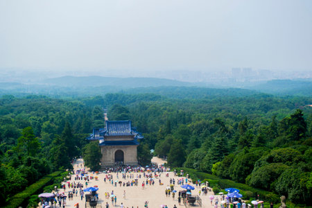 A view of Nanjing from the top of Dr  Sun Yat-Sen s Mausoleum in Nanjing, China