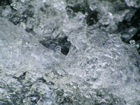 A closeup shot of an abstract water splash, the water flowing fast and furious.