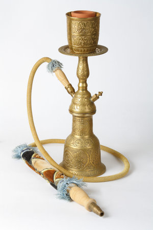 bronze hookah on a white background