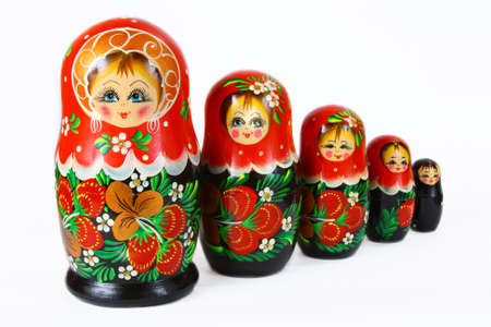souvenir dolls dolls on a white backgroundの写真素材