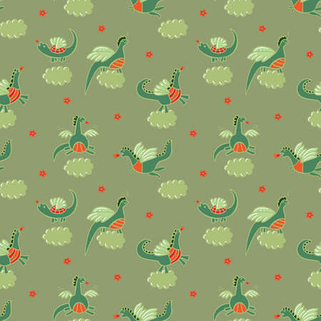 fire-breathing dragons and clouds in the backgroundのイラスト素材