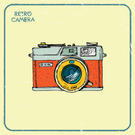  illustration of an retro camera のイラスト素材