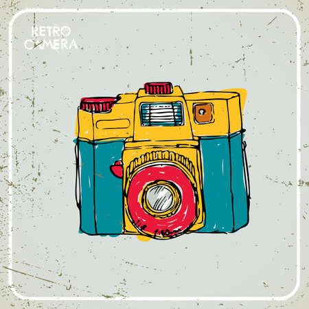 Vintage postcard with an old cameraのイラスト素材