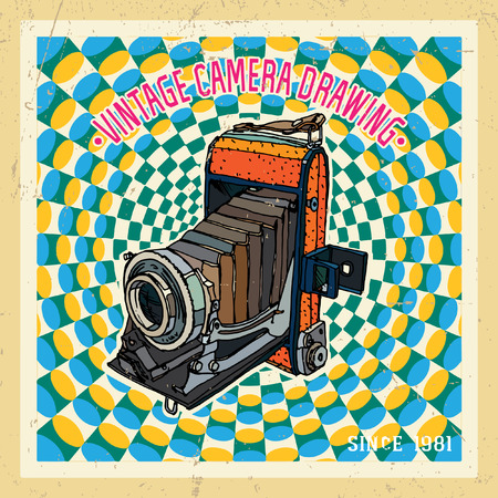 Vector illustration with vintage cameraのイラスト素材