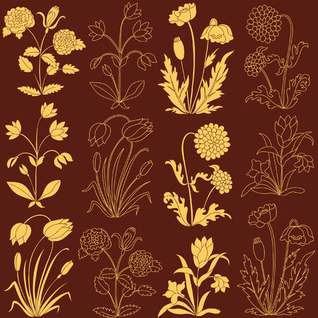 Seamless pattern with decorative flowers. Vector illustration.のイラスト素材