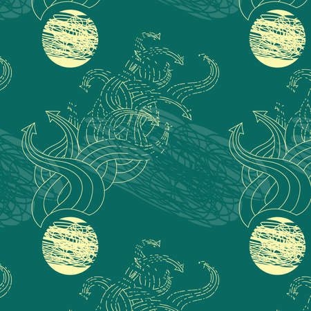 Seamless pattern with twisted arrows pointing in different directionsのイラスト素材