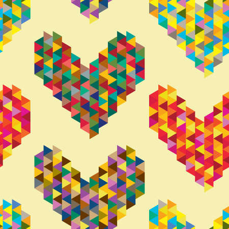 Background with decorative geometric and abstract hearts.のイラスト素材