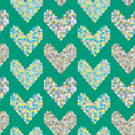 Background with decorative geometric and abstract hearts.のイラスト素材