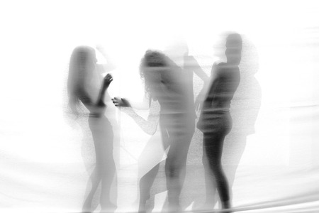 Group of contemporary dancers performing on stage の写真素材