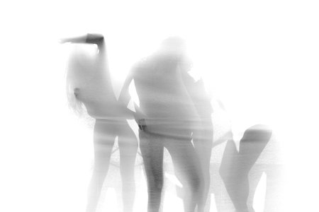Group of contemporary dancers performing on stage の写真素材