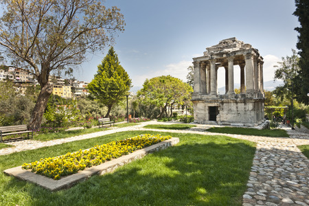 The Mausoleum lies in the Street of  gumuskesen and is well known for being a Roman version of the Halikarnassos Mausoleion, which was recognized as one of the seven wonders of the ancient era.の写真素材