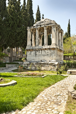 The Mausoleum lies in the Street of  gumuskesen and is well known for being a Roman version of the Halikarnassos Mausoleion, which was recognized as one of the seven wonders of the ancient era.の写真素材