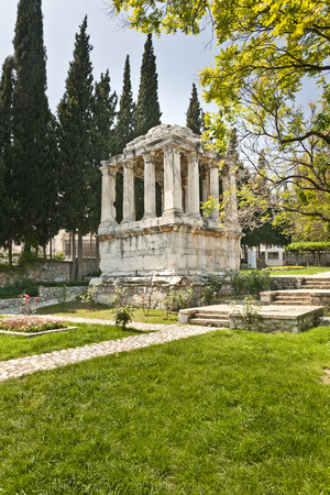 The Mausoleum lies in the Street of  gumuskesen and is well known for being a Roman version of the Halikarnassos Mausoleion, which was recognized as one of the seven wonders of the ancient era.の写真素材