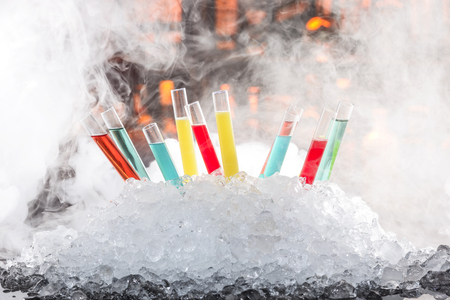 colorful cocktails in a test tubeの写真素材