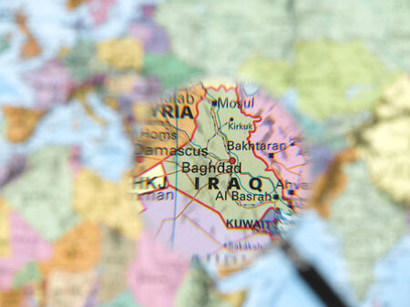 Iraq map viewed through magnifying glass. Other Magnifying Glass Photoの写真素材